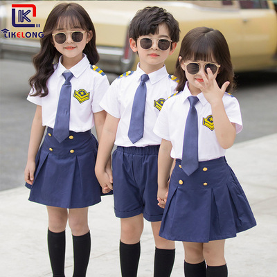 taobao agent Primary school uniform 2022 summer kindergarten garden service Air forces military uniform male and female British style suit school uniform uniform