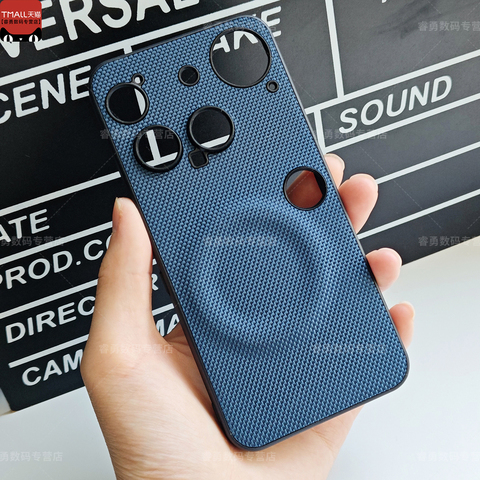 Black Blue Carbon Fiber Texture Raised Camera Ring iPhone Case