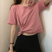 Дизайнерский ремень, розовая футболка, европейский стиль, в корейском стиле, в западном стиле