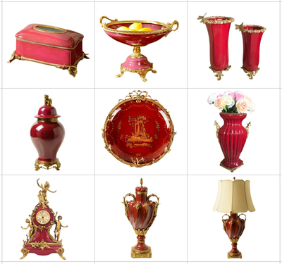 taobao agent European and American style Chinese red high -temperature ceramics with copper ornaments French villas living room porch high -end soft outfit home accessories