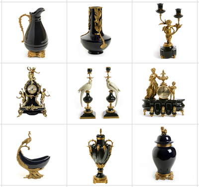 taobao agent American black ceramics with copper bell candlestick French creative porch fireplace high -end model room decorative ornaments