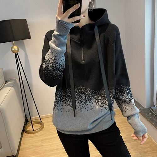 Трикотажная толстовка с капюшоном, подходит для подростков, осенняя, в западном стиле, коллекция 2023, европейский стиль