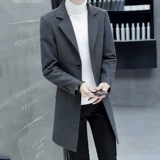 Демисезонное шерстяное длинное шерстяное пальто для мальчиков, трендовая куртка в английском стиле, средней длины