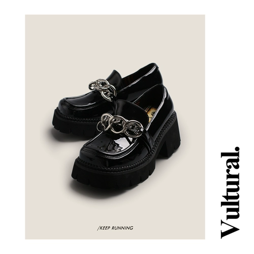 Обувь на платформе для кожаной обуви, летняя цепь, лоферы в английском стиле, туфли, сезон 2021, в британском стиле