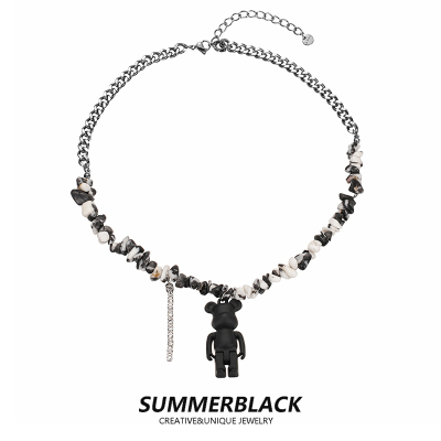 taobao agent Black pendant, brand fashionable necklace hip-hop style, with little bears, 2022 collection