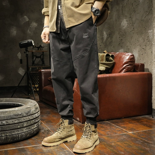 Хаки осенние хлопковые штаны для отдыха, европейский стиль, оверсайз
