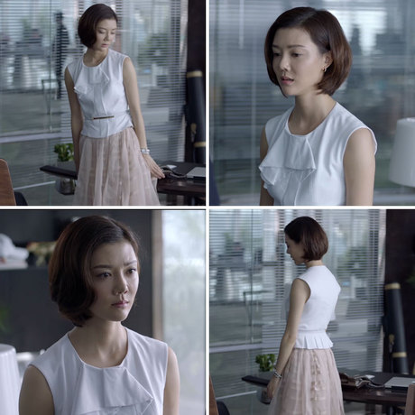 好先生车晓甘敬同款 江莱江疏影同款白色上衣 欧根纱半身裙套装