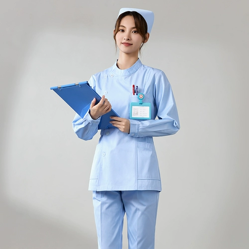 Летняя униформа медсестры, короткий раздельный синий комплект, комбинезон, короткий рукав, длинный рукав