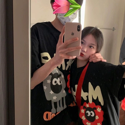 Парная одежда для влюбленных, летняя брендовая сексуальная футболка с коротким рукавом, европейский стиль, оверсайз