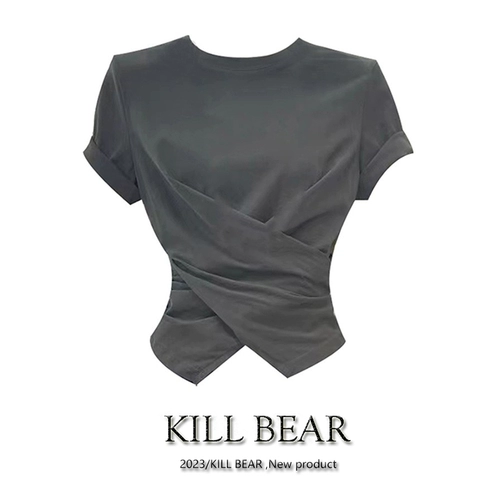 Короткая летняя дизайнерская футболка, облегающий крой