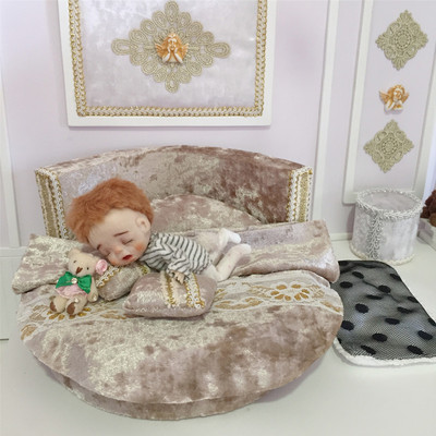 taobao agent OB11 bedding round bed 5 -piece dual baby house furniture 20cm scene 12 points, 8 points, GSC clay!