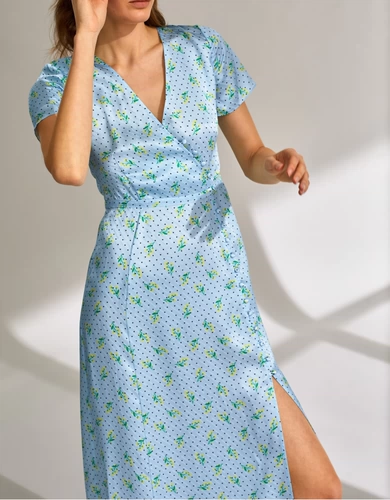 Французское маленькое 100 мятно -цветное платье 15915