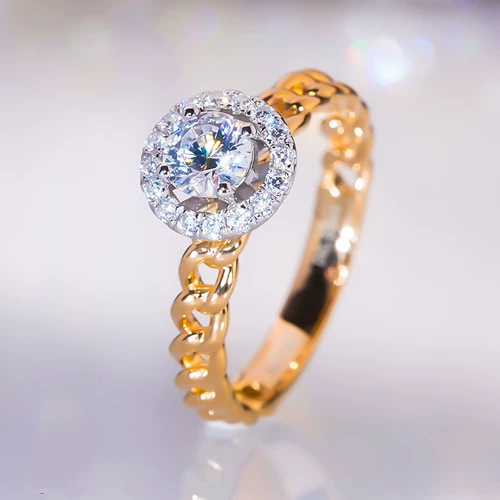 Золотое импортное обручальное кольцо, розовое золото, США, инкрустировано бриллиантами