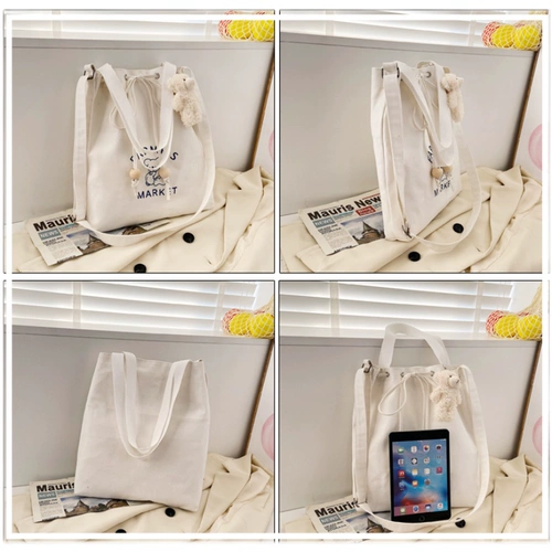 Шоппер, универсальная вместительная и большая японская сумка на одно плечо, льняная сумка, в корейском стиле