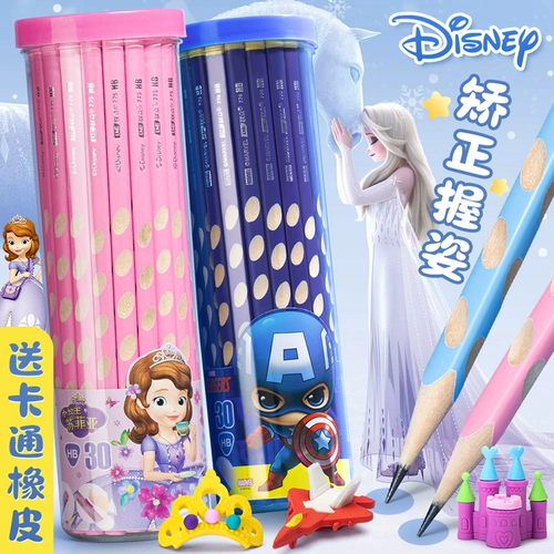 Дисней, бессвинцовый карандаш с выемками для пальцев для карандашей для школьников, треугольный детский комплект для детского сада, канцтовары, подходит для начинающих