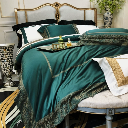 Хлопковый комплект, зеленый пододеяльник, вилла, 140 шт, 4 предмета, постельные принадлежности