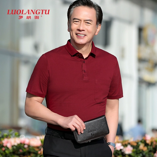 Футболка с коротким рукавом, хлопковая футболка polo, для среднего возраста