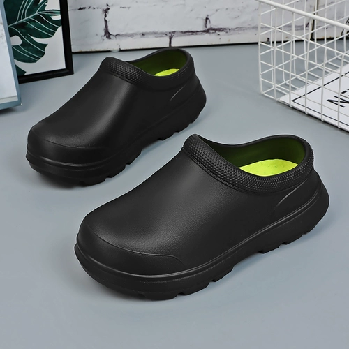 Черная летняя водонепроницаемая кухня, нескользящая износостойкая рабочая обувь