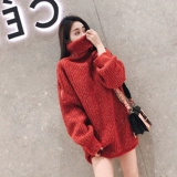 Осенний свитер, красный шарф, топ, коллекция 2022, популярно в интернете, оверсайз, свободный крой, в западном стиле