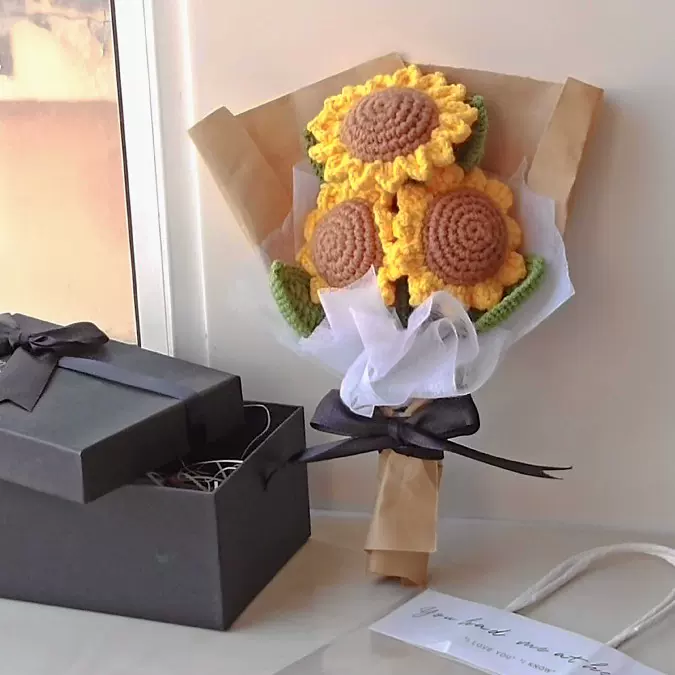 洋甘菊向日葵编织花束材料包diy自制心意礼物送女友男友