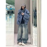 Синяя мужская осенняя куртка, короткая бейсбольная форма, в американском стиле