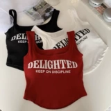 Сексуальная майка топ с буквами, топ с чашечками, белье для повседневной носки без рукавов, футболка, в цветочек, облегающий крой