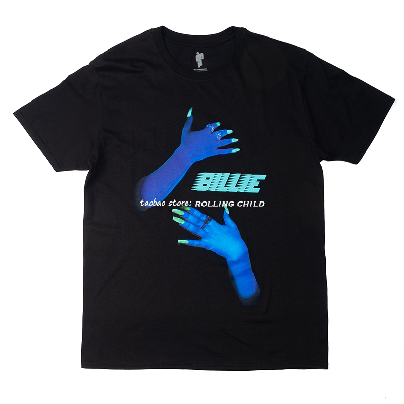 Подлинные футболки Billie Eilish в винтажном рэп/хип-хоп стиле с короткими рукавами вокруг винтажного дизайна