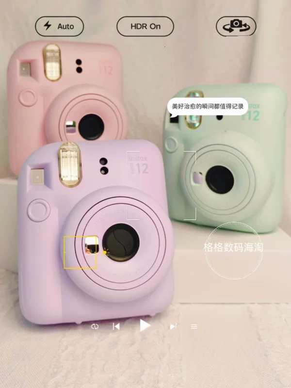 Фотоаппарат (Fuji) mini12 японская версия — мгновенная съёмка, пастельные цвета, шнурок и батареи