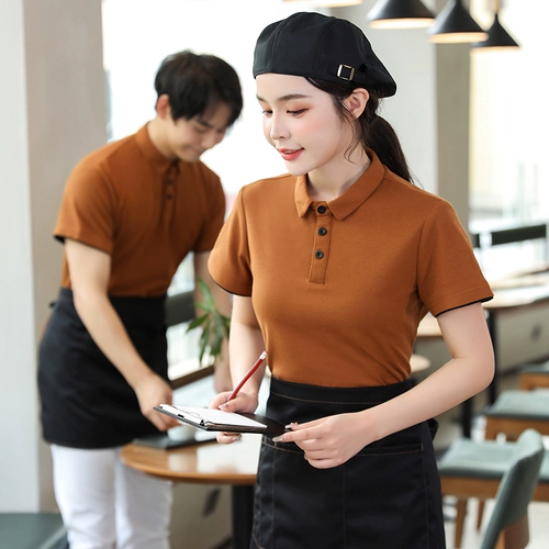 Футболка с коротким рукавом для работы, чай с молоком, делается под заказ, с печатью вашего логотипа