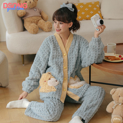 taobao agent Demi-season coral velvet winter flannel fleece pijama, homewear, can be worn over clothes