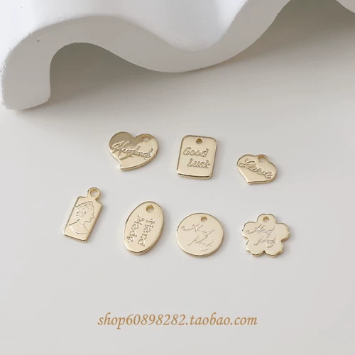 Квадратная подвеска, аксессуары, 14 карат, золотой цвет, английский, DIY