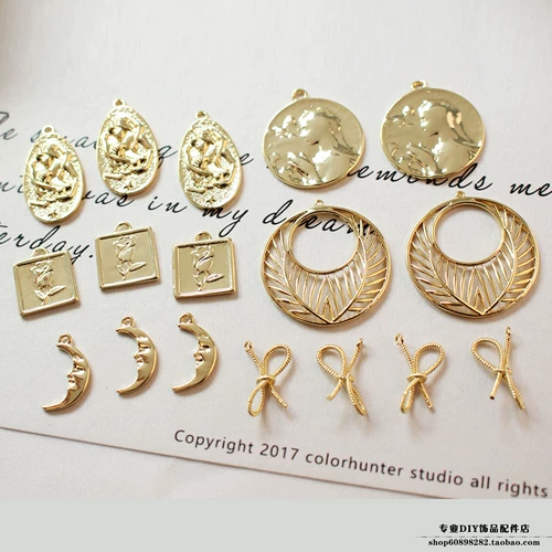 Медные золотые монеты с бантиком, серьги, аксессуары, 18 карат, DIY