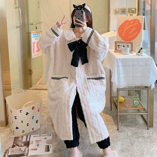 Коралловая бархатная демисезонная пижама, демисезонный длинный зимний банный халат, в стиле Шанель, 2021 года, популярно в интернете