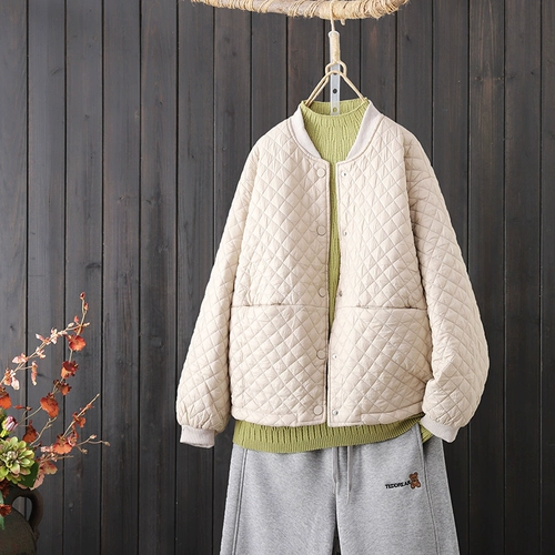 Бейсбольная демисезонная форма, стеганая куртка, оверсайз, увеличенная толщина