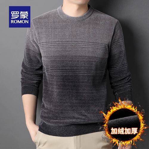 Мужской зимний свитер, утепленный трикотажный пуховик, 2022 года, круглый воротник