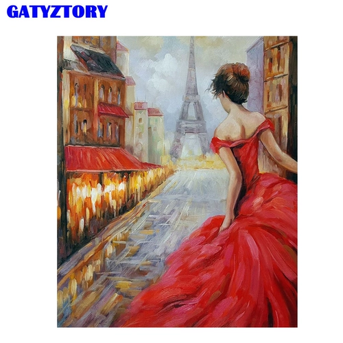 DIY Цифровая масляная живопись сами поставьте красную юбку, танцы длинные волосы, красивые девушки, сексуальные домашние украшения новые модели