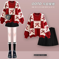 Свитер, черная мини-юбка, зимний комплект, пуховик, красный чай, изысканный стиль