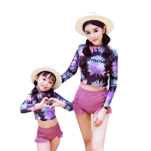 Детский купальник, раздельный милый лонгслив для принцессы, защита от солнца, семейный стиль