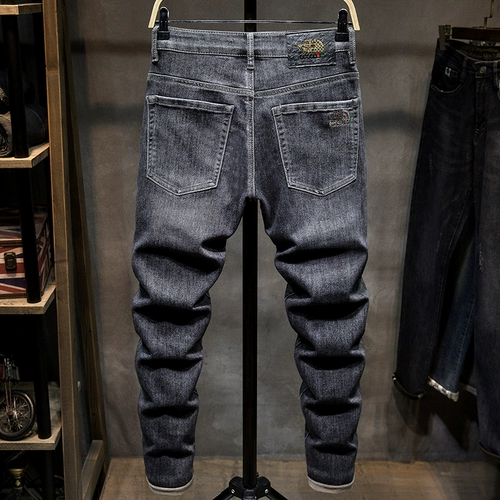 Элитные весенние осенние черные джинсы, приталенные износостойкие эластичные трендовые штаны, 2023 года, в корейском стиле