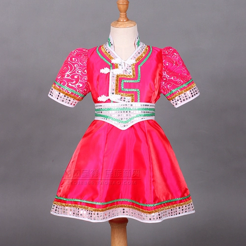 Летние дети монгольские костюмы девочки с короткими рукавами монгольская юбка