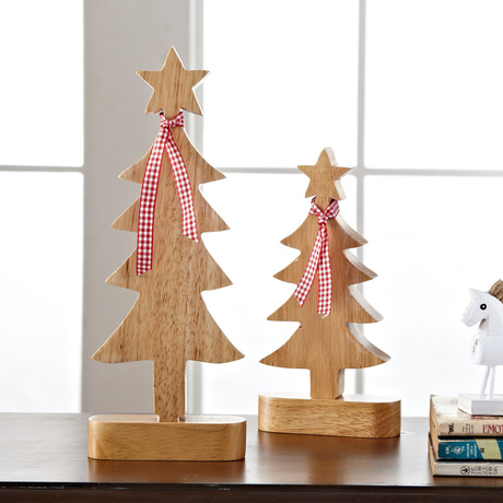 原生态圣诞树家居装饰小摆件北欧时尚创意简约木质手工艺品摆设