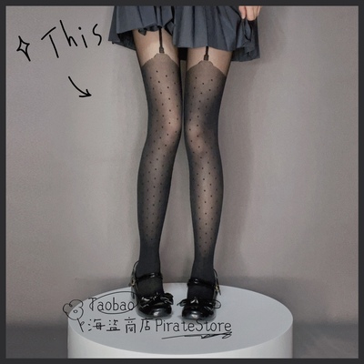 taobao agent Sweet wave dot fake stockings lace pantyhose 22 spring and summer new product thin sexy dark wild black silk