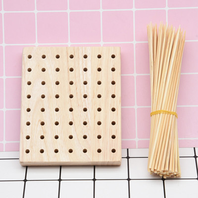taobao agent Large hole solid wood plug -in clay hand -made DIY bamboo stick drying table with hole base flood sugar color mud doll display table