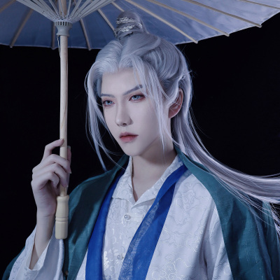 taobao agent [Big and ancient style Hanfu COS shaped gaps in silver gray fairy horset hooks, Shen Fengxue handsome male Master
