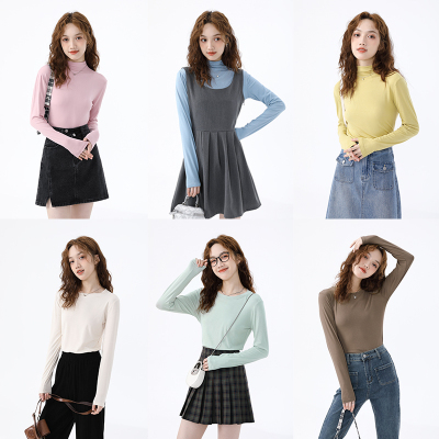 taobao agent Autumn T-shirt, sexy top, high collar, fitted, 2022 collection, Korean style