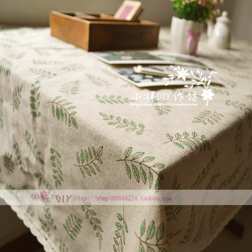 Зеленый листовой освежающий идиллическая скатерть, готовая с кружевными красивыми льняными таблицами, можно настроить