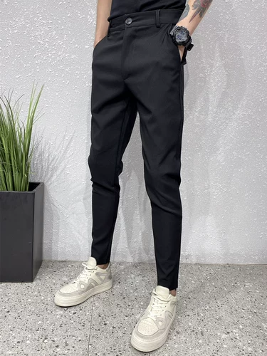 Демисезонные штаны, черные повседневные брюки, популярно в интернете