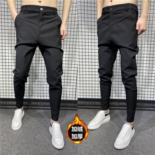 Демисезонные штаны, черные повседневные брюки, популярно в интернете