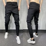 Демисезонные штаны, черные повседневные брюки, популярно в интернете