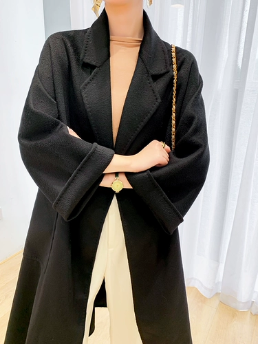 Элитное двусторонное кашемировое демисезонное длинное шерстяное шерстяное пальто, средней длины, в корейском стиле